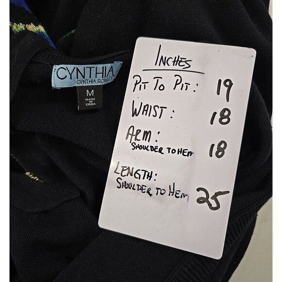 Cynthia Rowley Novelty Bird Black Sweater Womens Medium Cozy Pullover Naturecore - Picture 6 of 7